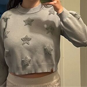 Gray Star Patterned Sweater